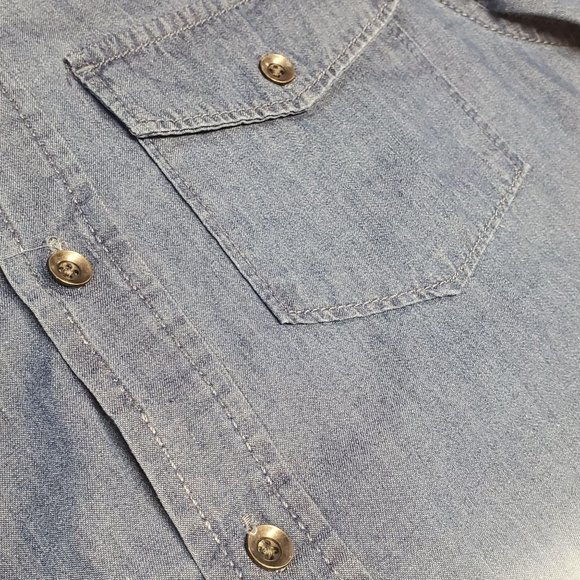 Lucky Brand Chambray Shirt Size Small Blue - Picture 4 of 7